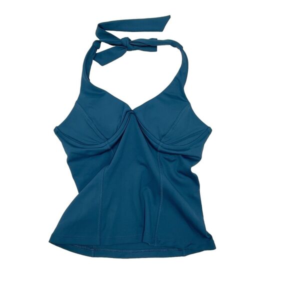 Athleta Sculpted Halter Tankini Top Size 32 B/C Green Bathing Suit Swimwear NEW - Picture 2 of 10